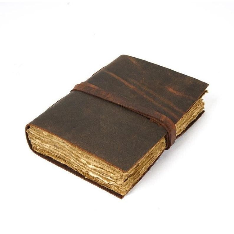 

Vintage looks Deckle Paper Leather Journal Notebook Diary Sketchbook Writing Gift for Her Travel Journal Handmade 200 Deckle Pages 7 x 5 in