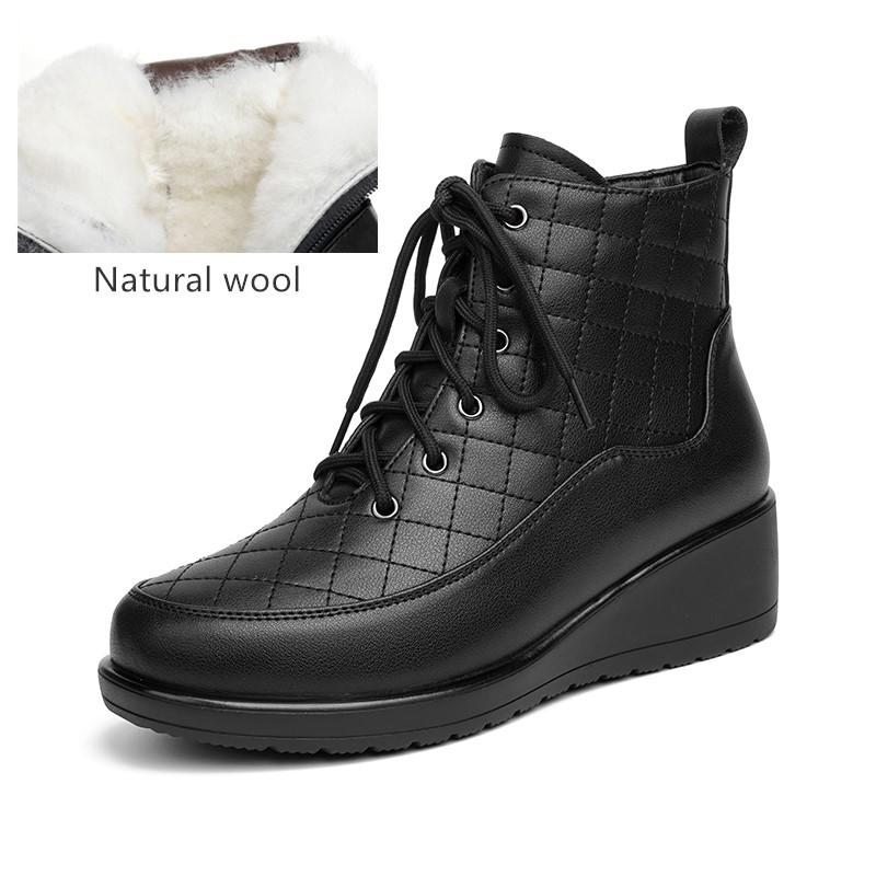 Fashion AIYUQI Snow Boots Women Wedge 2025 New Genuine Leather Winter Boots Women Large Size Non-slip Natural Wool Mom Ankle Boots Women