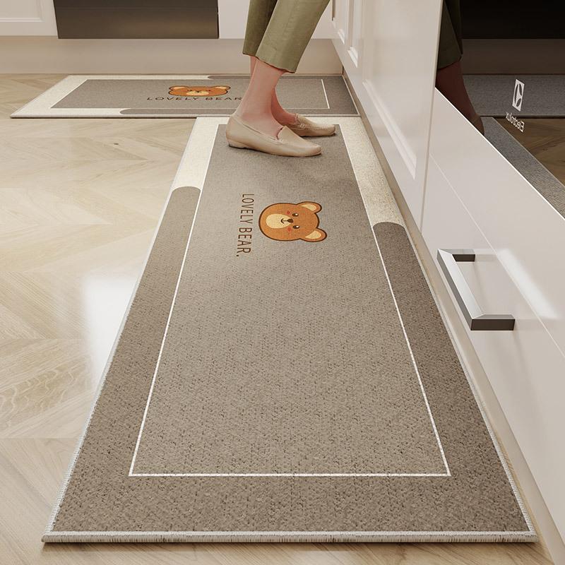 1/2 Stück Cartoon Leicht zu Reinigende Küchenbodenmatte Zuhause Langfloriger Kristall-Samt Teppich Schmutzabweisend und Rutschfest Bodenmatte