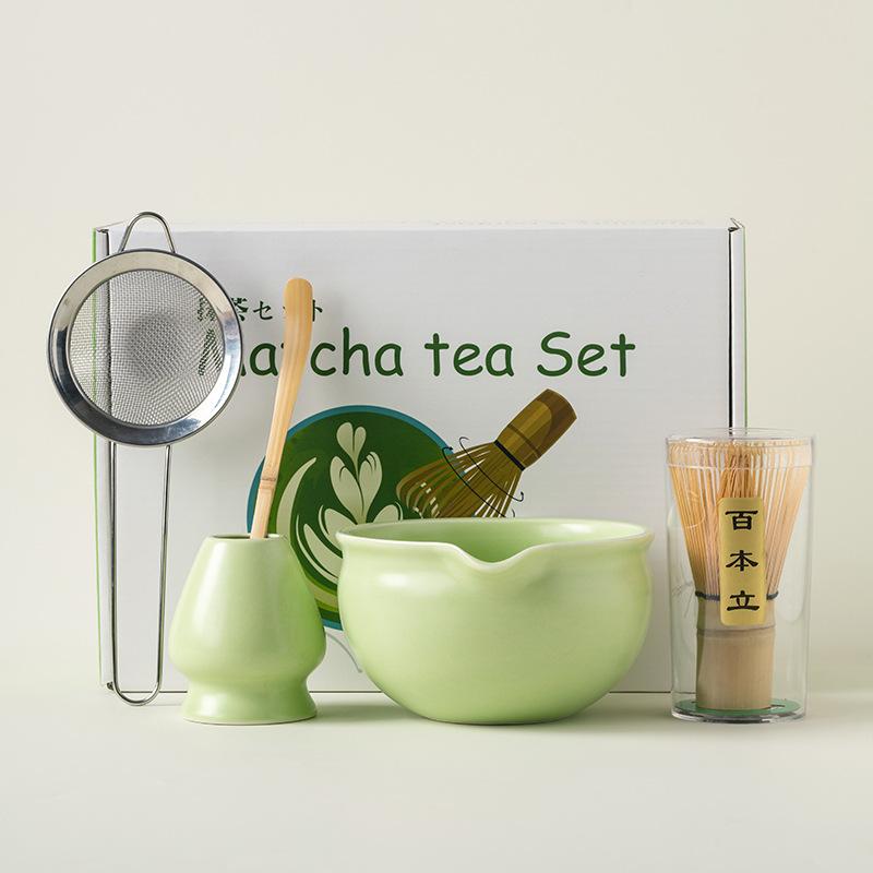 4/5/7/8pcs Traditional Matcha Set Bamboo Whisk Ceramic Tea Bowl Japanese Tea Making Tools Home Kitchen Gift for Tea Lovers