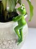 Resin Frog Sculpture Cute Climbing Frog Figurines Flower Pot Hugger for Plant Lovers Yard Patio Lawn