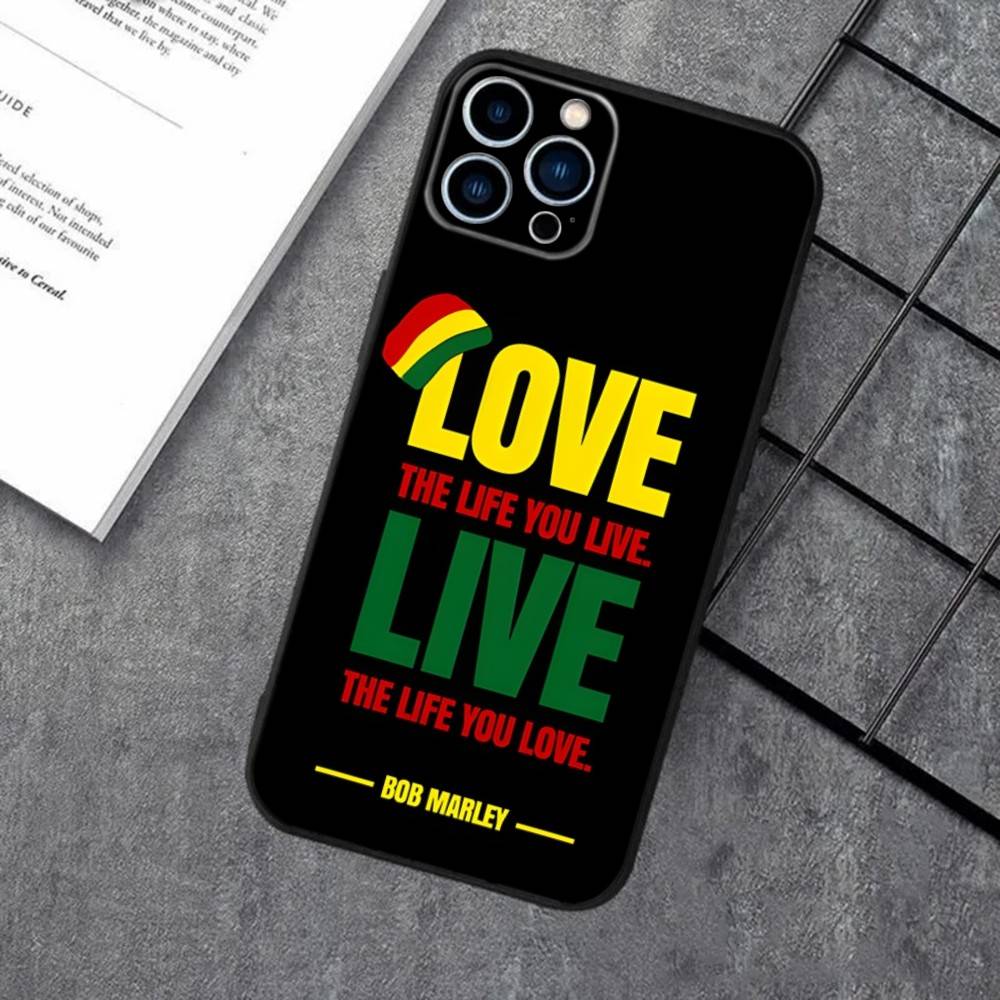 Bob Marley Rasta Lion Phone Case For iPhone 16e,16,15,14,13,12,11,XS,XR,X,8,7,Pro,Max,Plus,mini Silicone Black Cover