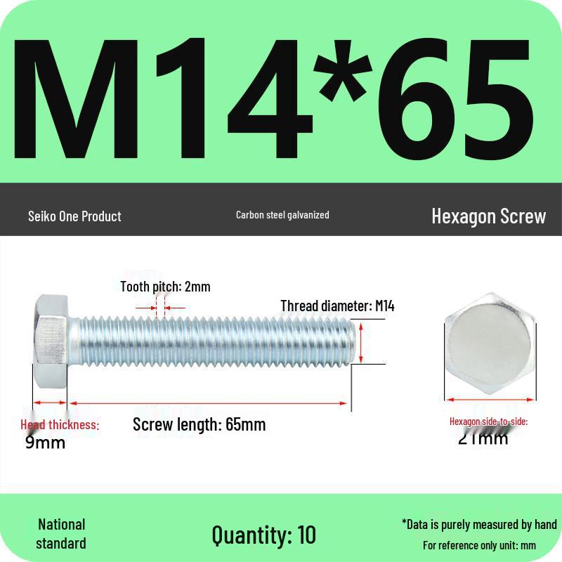 8.8 Grade Galvanized Hex Head Bolt, High-Strength M4-M30