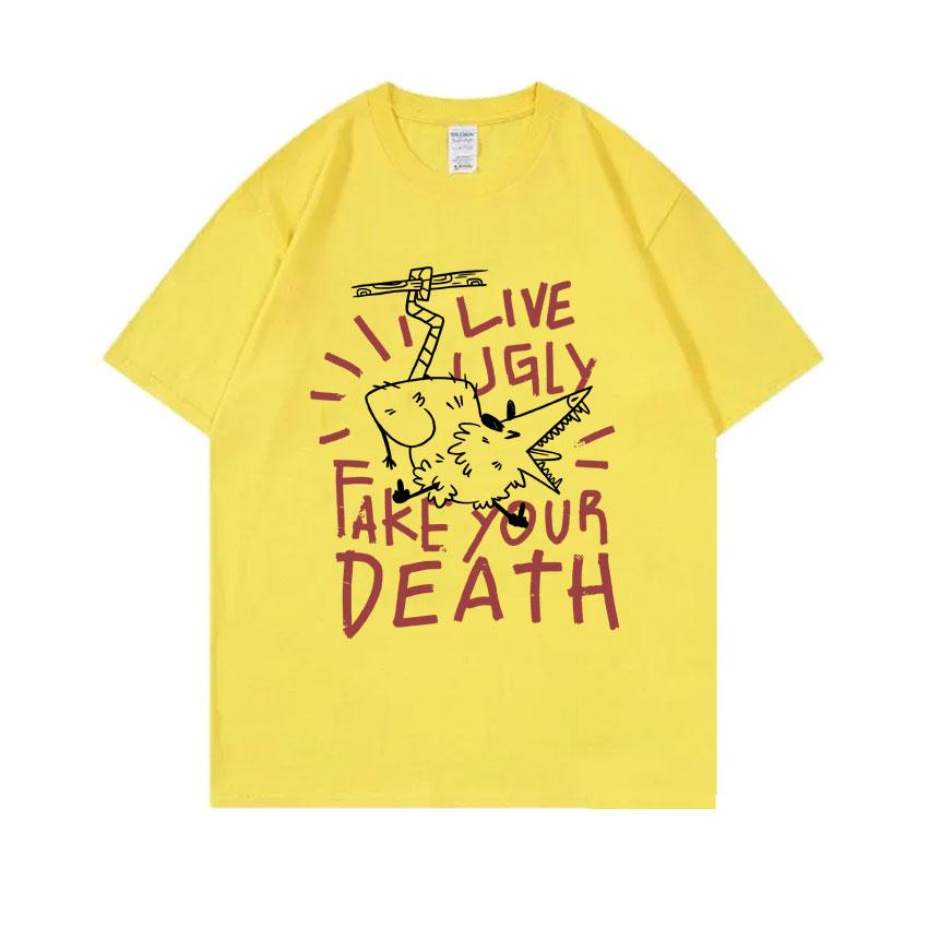 Live Ugly Fake Your Death Tshirt Funny Rat Meme Tshirt Unisex Women Casual Oversized Tops Short Sleeve Unisexs Pure Cotton T Shirts