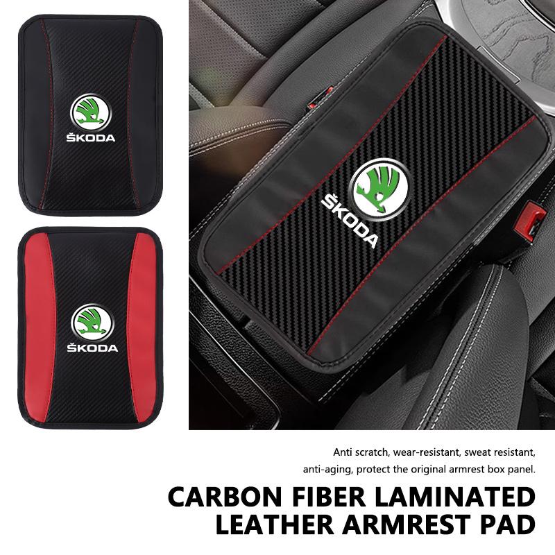GQEW9 For Skoda Car Armrest Mat Center Console Arm Rest Protection Cushion Kamiq Karoq Octavia 2 3 Rapid Scala Kami Fabia VII VRS