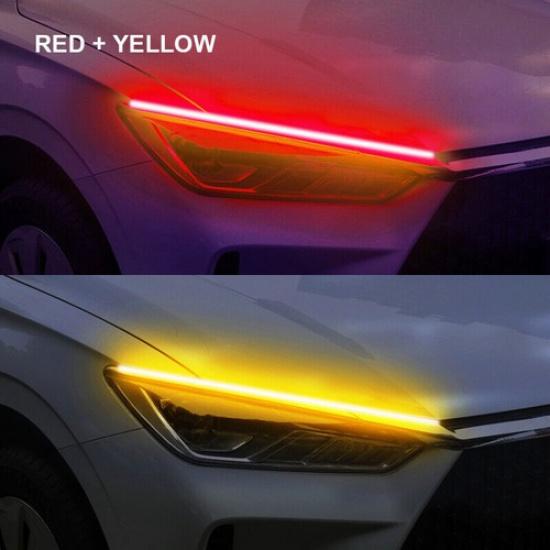 Flexible Red Turn Signal DRL Daytime Running LED Strip Light Sequential 2x 60cm-