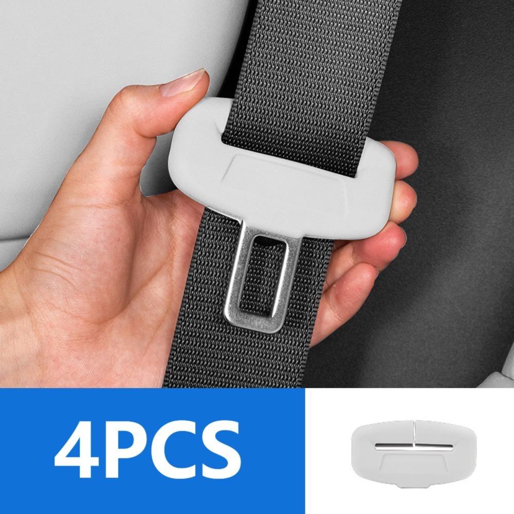 4Pcs Soft Silicone Anti-Collision Case Anti-Collision Protector Seat Belt Buckle Protector Anti-scratch Soft Protector Cover