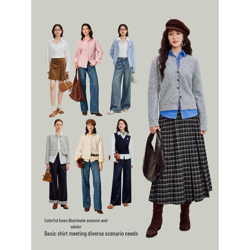 Inman Women's French Style Loose Poplin Long-Sleeve Shirt