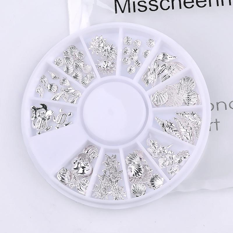 Nail Art Accessories Tools, Metal Rivets Ocean Series Star Shell Silver Rivet Disc