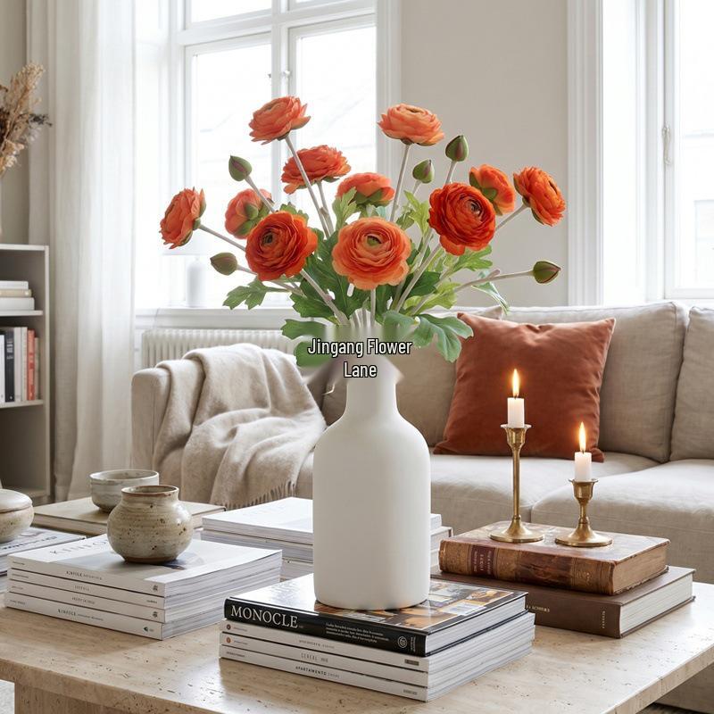 Artificial Peony & Lotus Silk Flower, Double-Headed Ranunculus for Wedding Aisle or Home Decor