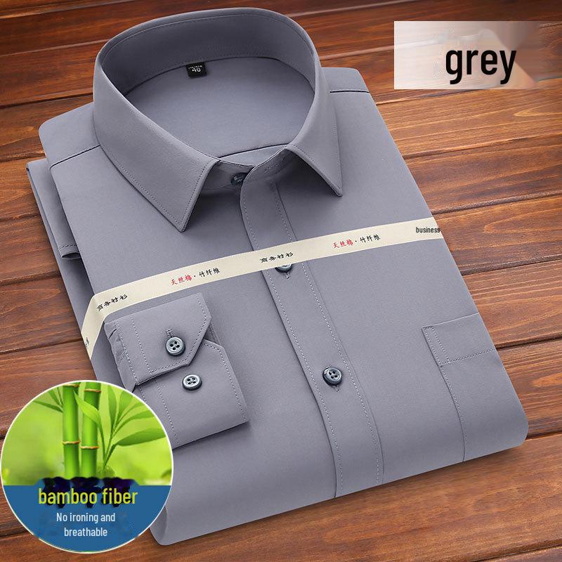 Men's Non-Iron Bamboo Business Casual White Shirt - Easy Care, Machine Washable