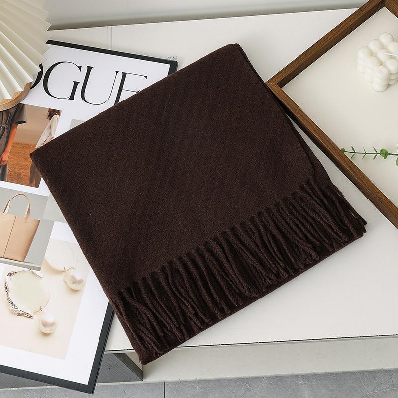 New model with solid color scarf women's autumn and winter thickened warm New Year's red scarf dual-purpose shawl