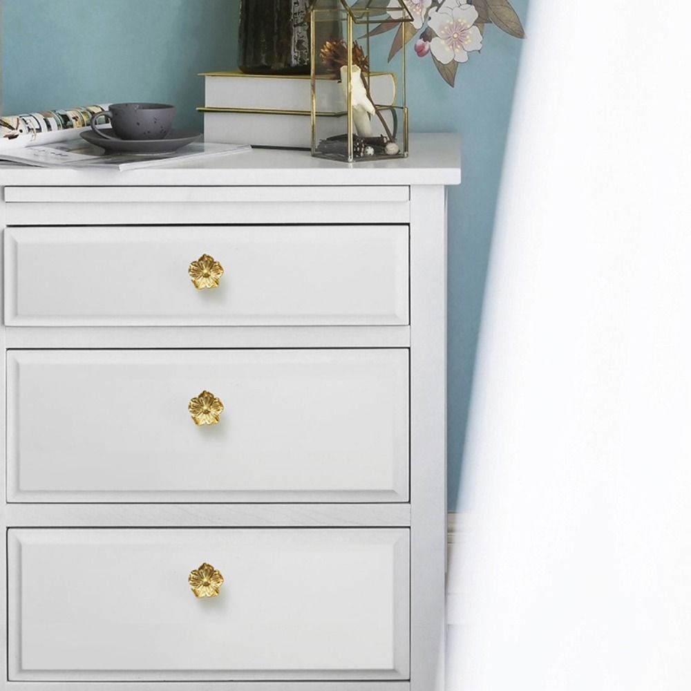 Cherry Blossom Shape Floral Cabinet Knob Brass Cupboard Decorative Knob  Wardrobe