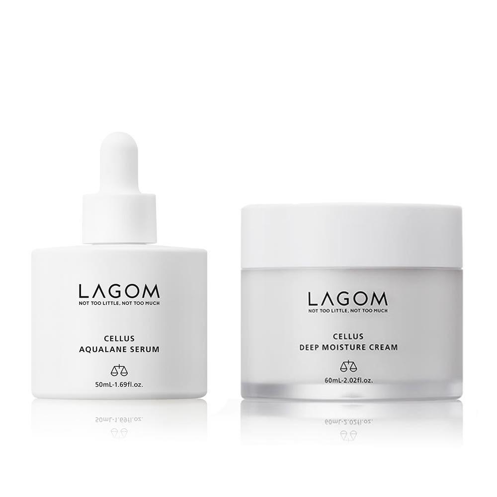 LAGOM Cellus Aqualane Serum 50ml + Deep Moisture Cream 60ml Hydrating Skin Barrier Set