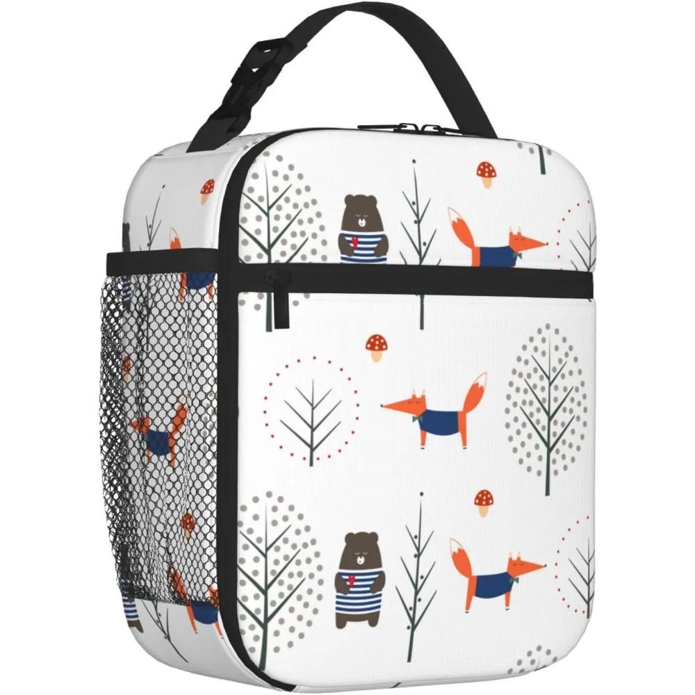 Fox Bunny Cloud Lunch Bag for Women Men Reusable Insulated Lunch Box Portable Lightweight with Side Pocket for Work Picnic