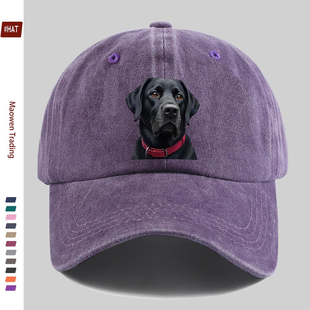 Pc Majestätischer Schwarzer Labrador Hund Druck Baseballkappe Mit Charmanten Augen Und Lebhaftem Roten Halsband Haustier Druck Design Dekorativ