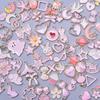 Random Mix Pink Girl Enamel Charms For Jewelry Making Supplies Cute Animal Moon Flower Heart Pendant Charm Diy Bracelet Earrings