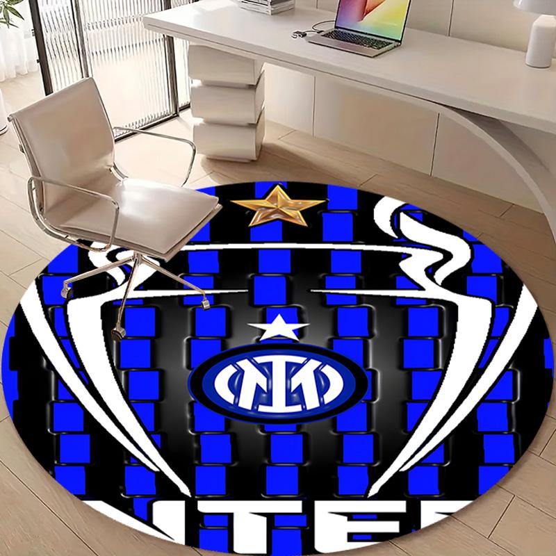 1pc I-Internazionale Milano Print Round Carpet Chair Round Carpet Suitable for Bedroom Living Room Home Decorative Carpet