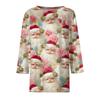 Women's Fashion Casual Three-quarter Sleeve Christmas Printed  Neck Top