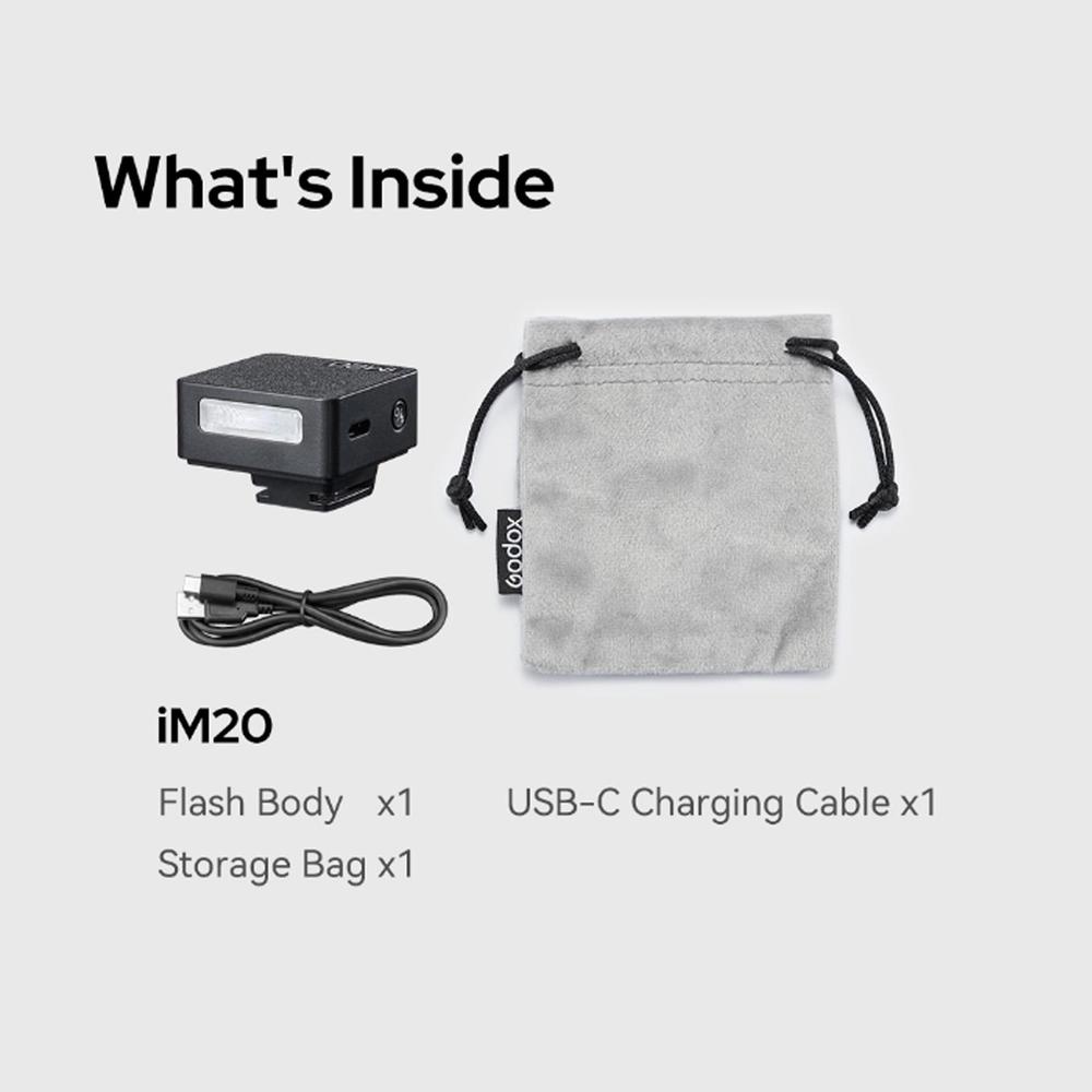

Мини-вспышка Godox IM20 IM22 Ручная вспышка для различных моделей камер 5 уровней выходной мощности Универсальное крепление «горячий башмак»