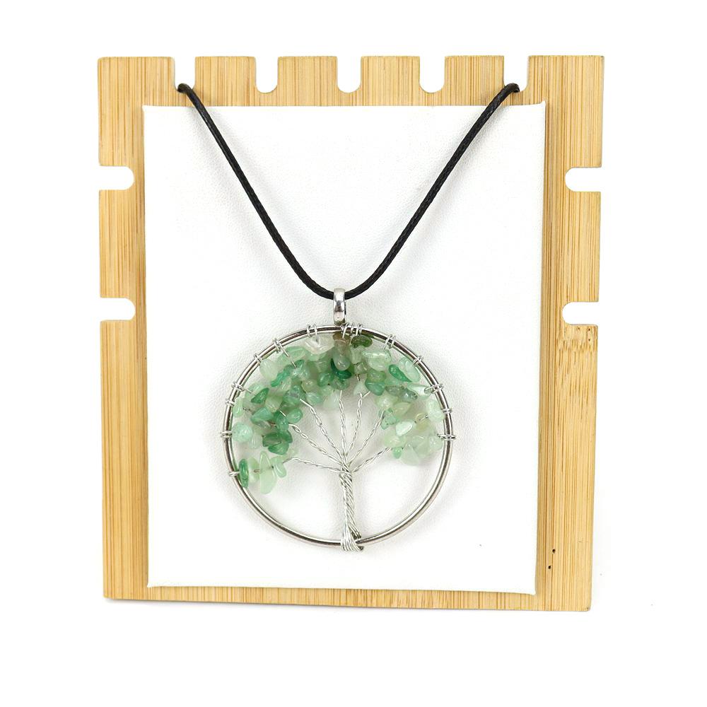 Hand-Wound Natural Gravel Crystal Tree Of Life, Natural Stone Fortune Tree Colorful Necklace N85