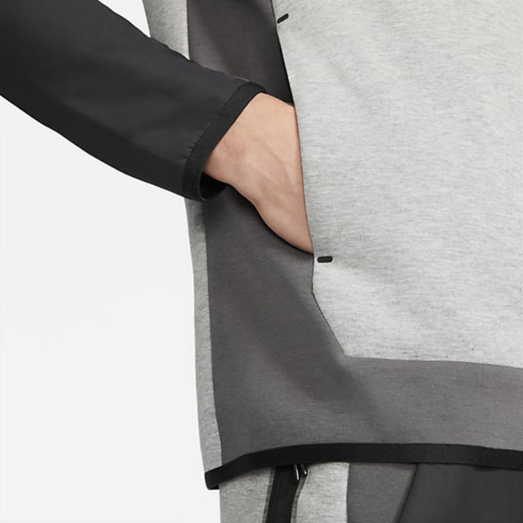 Nike Pánská bunda s kapucí na zip Tech Fleece s potiskem a malým logem svrchní oděv šedá CZ9905-063
