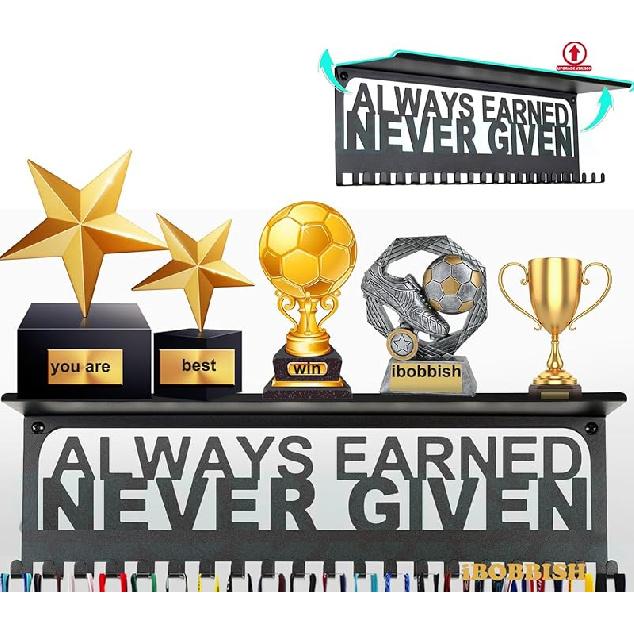 Non-Slip Medal Hanger Display Trophy Shelf,Medal Hanger Display for Wall with 16inchL,Race Medal Display Upgraded Medal Holder Display for