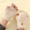 Touchscreen Knitted Wool Gloves Anti-Cold Half-Finger Bicycle Riding Gloves Thickened Fingerless Gloves Writing And Typing