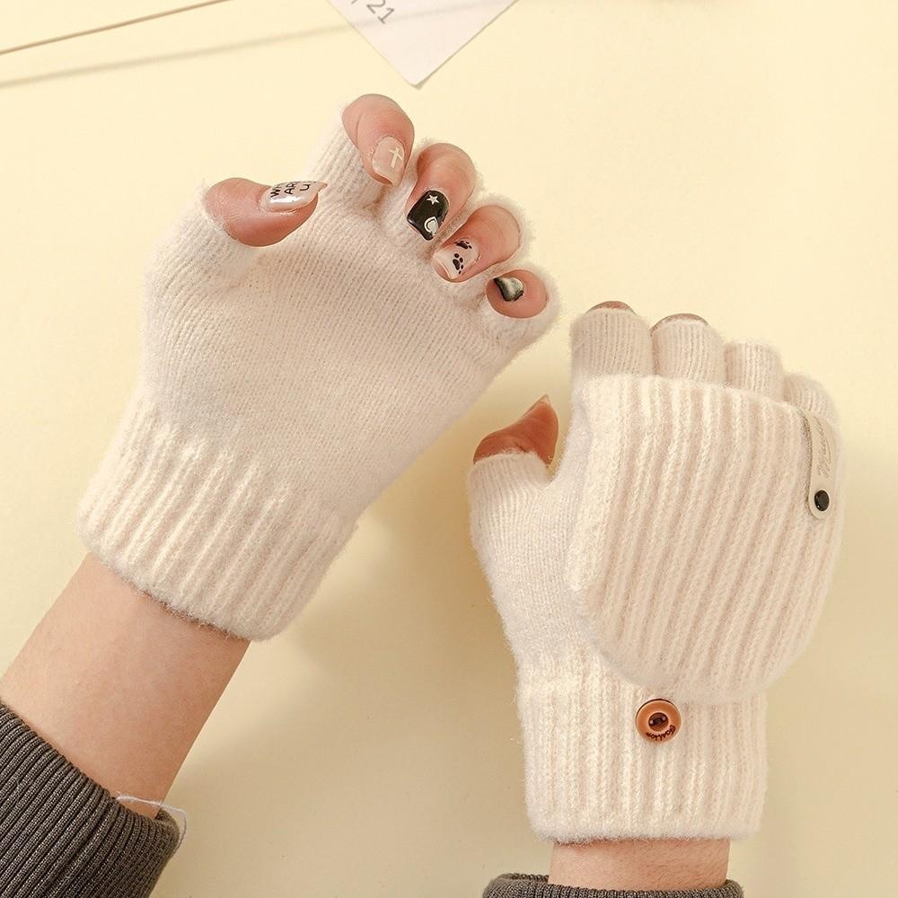 Touchscreen Knitted Wool Gloves Anti-Cold Half-Finger Bicycle Riding Gloves Thickened Fingerless Gloves Writing And Typing