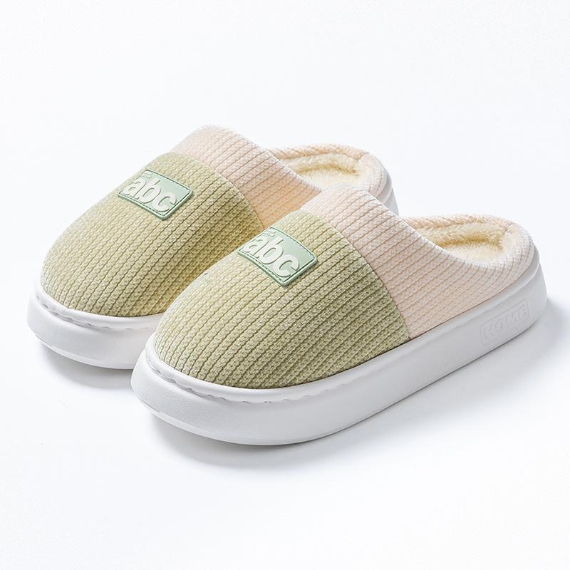 New Cotton Slippers for Home Warmth, Thick-soled Fleece Shoes for Women