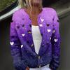 Women's Fashion Printed Long Sleeve Knitted Cardigan Button Down Jacket