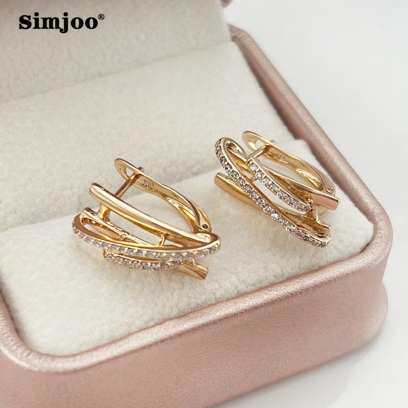 SIMJOO Vakre Zirkon Øredobber Chic Enkle Uregelmessige Flerlags Øredobber for Kvinner