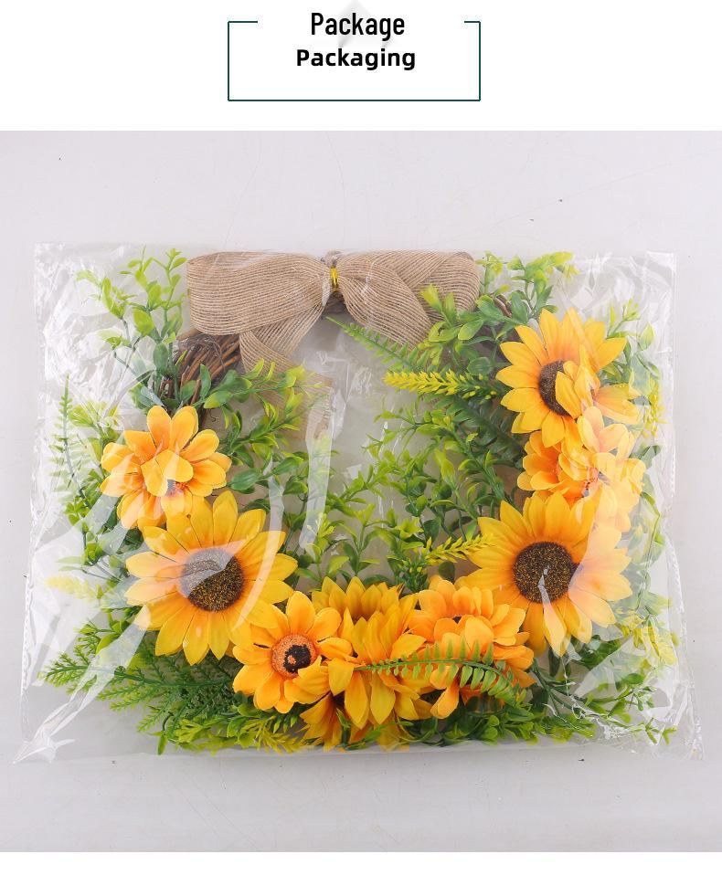 Christmas Sunflower & Bee Door Wreath - Semicircle Ornament for Festive Courtyard Decoration