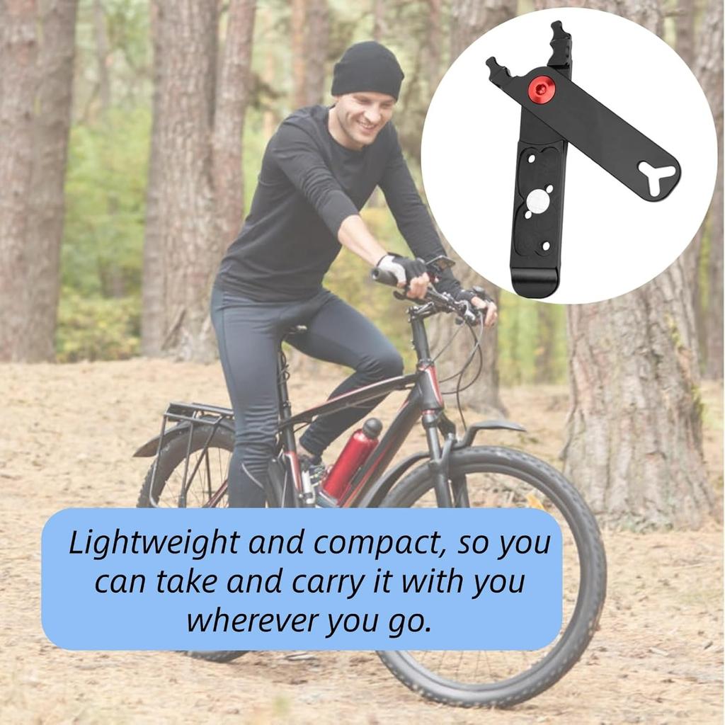 Pinza Collegamento, Pinza Collegamento Rapido, Pinza Maglie Catena Bici Pinza Maglia Master Attrezzo Valvole Leva Pneumatico 4 in 1 Strumenti Multifunzione (Nero)