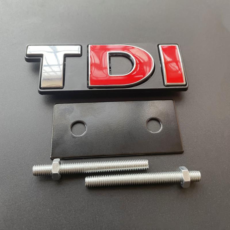 YKPSC1 3D Metal Logo TDI Emblem Car Front Grill Badge Rear Trunk Sticker For VW Golf 4 6 7 MK6 Polo Jetta Passat Accessories