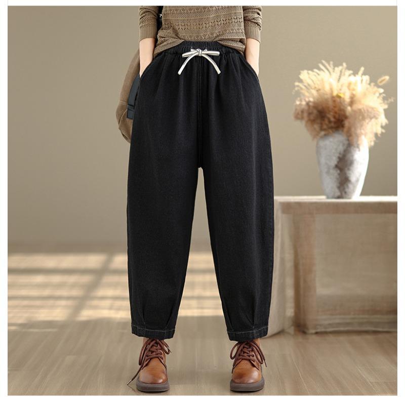 DIMANAF 2025 Autumn Winter Plus Size Women Jeans Cotton Denim Long Pants Vintage Bottoms