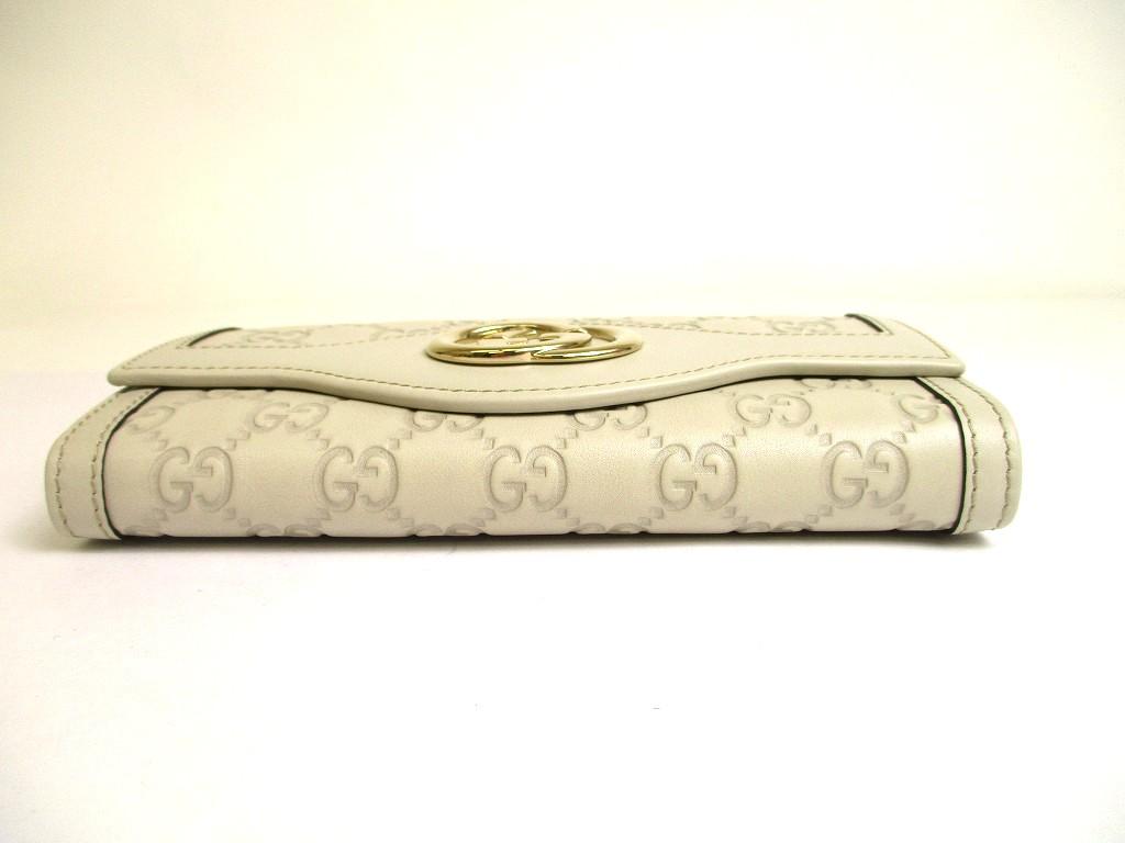 Authentic GUCCI Interlocking G Off White Leather Bifold Long Flap Wallet #706  Refurbished