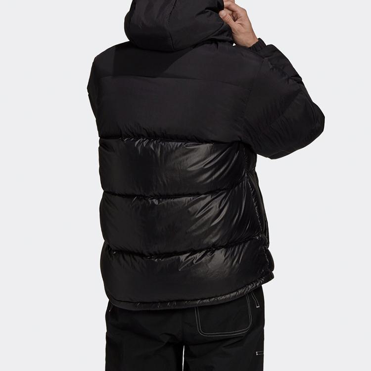 Adidas Originals Trefoil Down Regen Puff Warm Patchwork Sports Hooded Down Jacket Men Outerwear Black GE1324