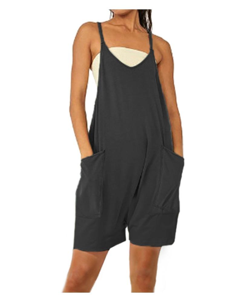 Женские шорты на подтяжках с карманом на молнии, комбинезон, брюки на подтяжках S чёрный