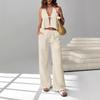 1116 European and American summer new suit casual sexy striped V-neck vest straight trousers suit