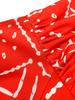 AOMEI Printed Long Party Dresses for Women Red Black Lace Patchwork O Neck  See Through Vintage Elegatn Celebrate Occasion Gowns Retro