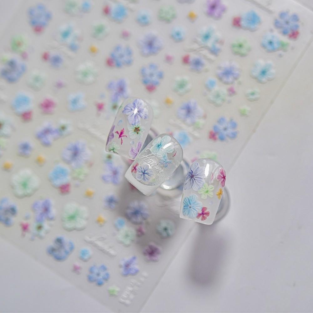 Long Lasting 3D Embossed Flowers Nails Decals Self Adhesive Floral Design Nail Art Stickers DIY Manicure Stickers Manicure