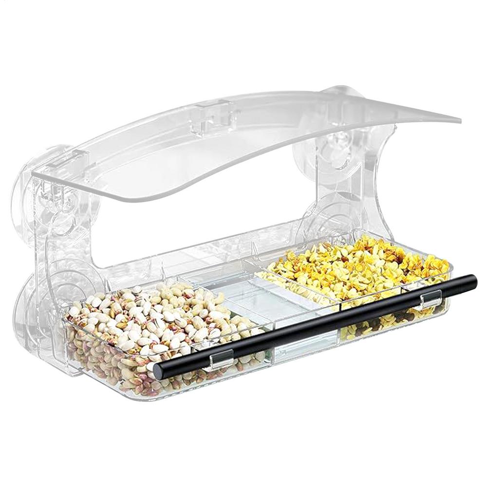 Bird Feeder For Window Suction Cup Transparent Acrylic Window-mounted Bird Feeder Transparent Acrylic Detachable Food Box