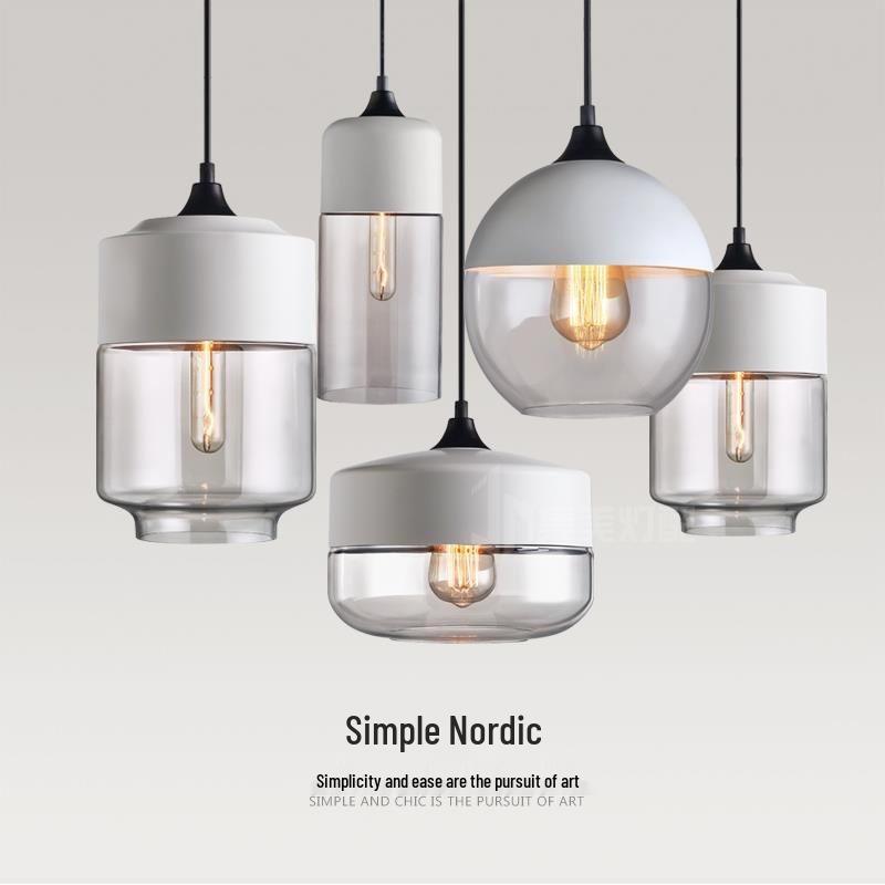 Minimalistische Retro-Holzmaserung Glas-Pendelleuchte für Loft oder Bar