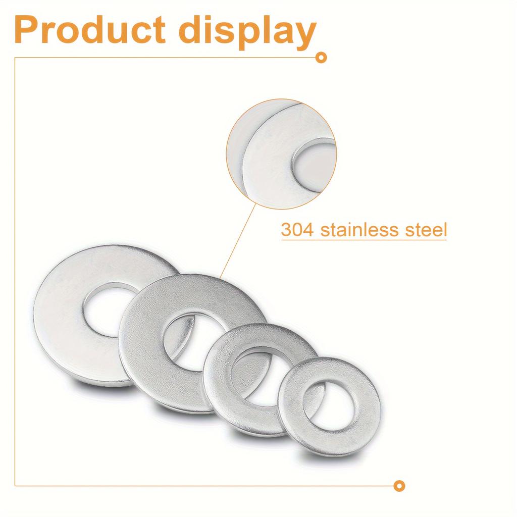 235pcs Stainless Steel Flat Washer Kit - Suitable for Home Decoration, Factory Maintenance, Automobiles and Motorcycles.
