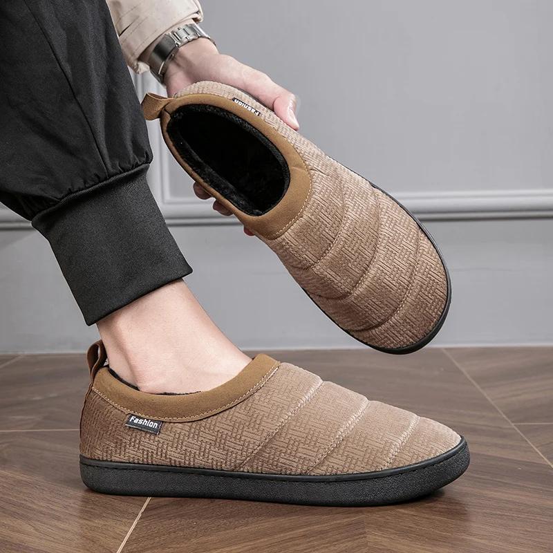 Модные зимние теплые меховые мужские тапочки для мужчин и женщин — фото 6