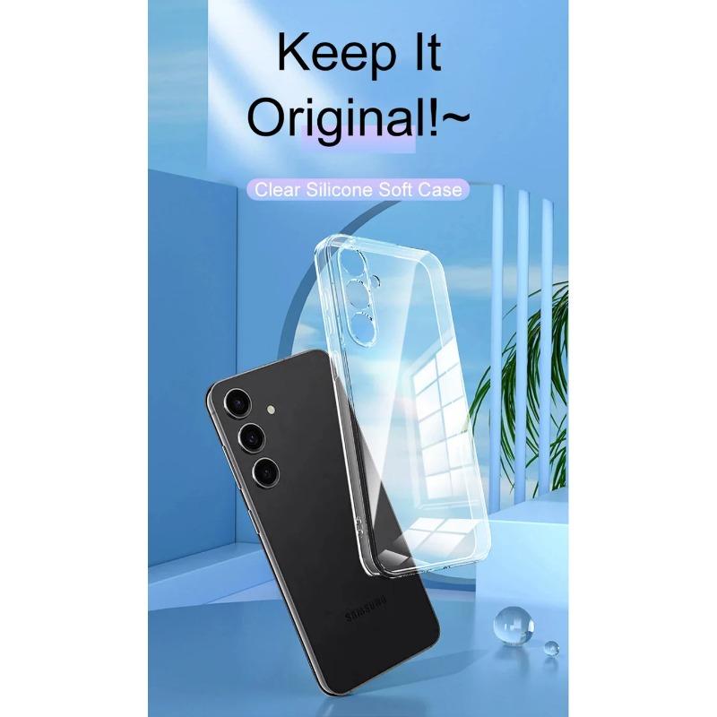 Full Camera Protection Silicone Soft Case For Samsung Galaxy S24 S23 S21 FE S22 Plus A14 A34 A54 Ultra Thin Clear Case Cover TPU