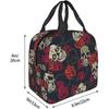 Lustige Totenköpfe Blumen Rote Rose Isolierte Lunchtaschen für Damen Wiederverwendbare Thermische Kühltasche für Arbeit Picknick Reisen