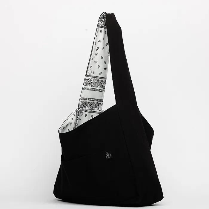 Smile Paisley Big Square Reversible Hobo Bag_2color