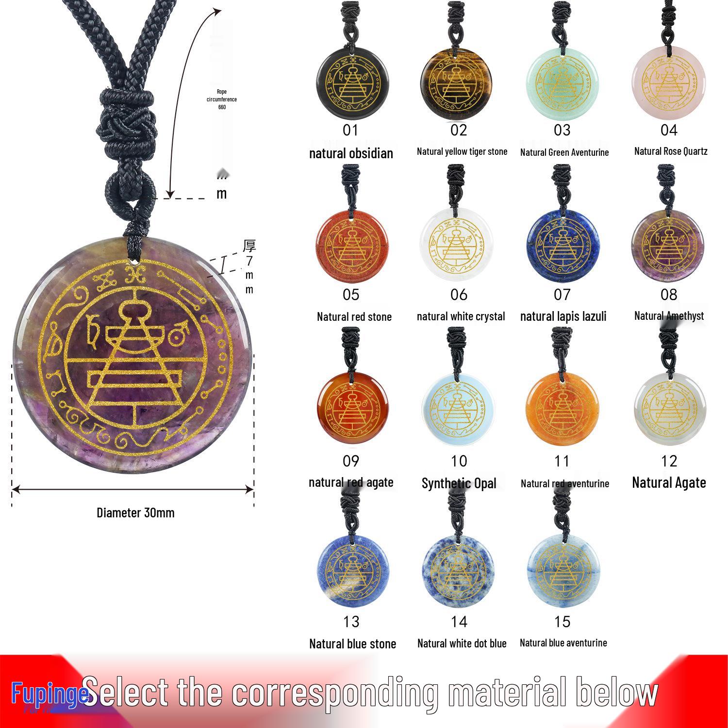 

Креативний різьблений рунічний кулон: Намисто з натурального чорного обсидіану Natural Red Agate